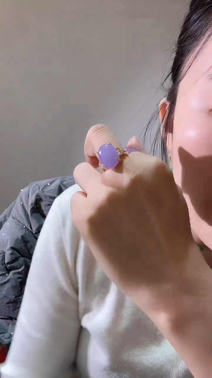 颈饰未镶嵌翡翠紫蛋面戒指