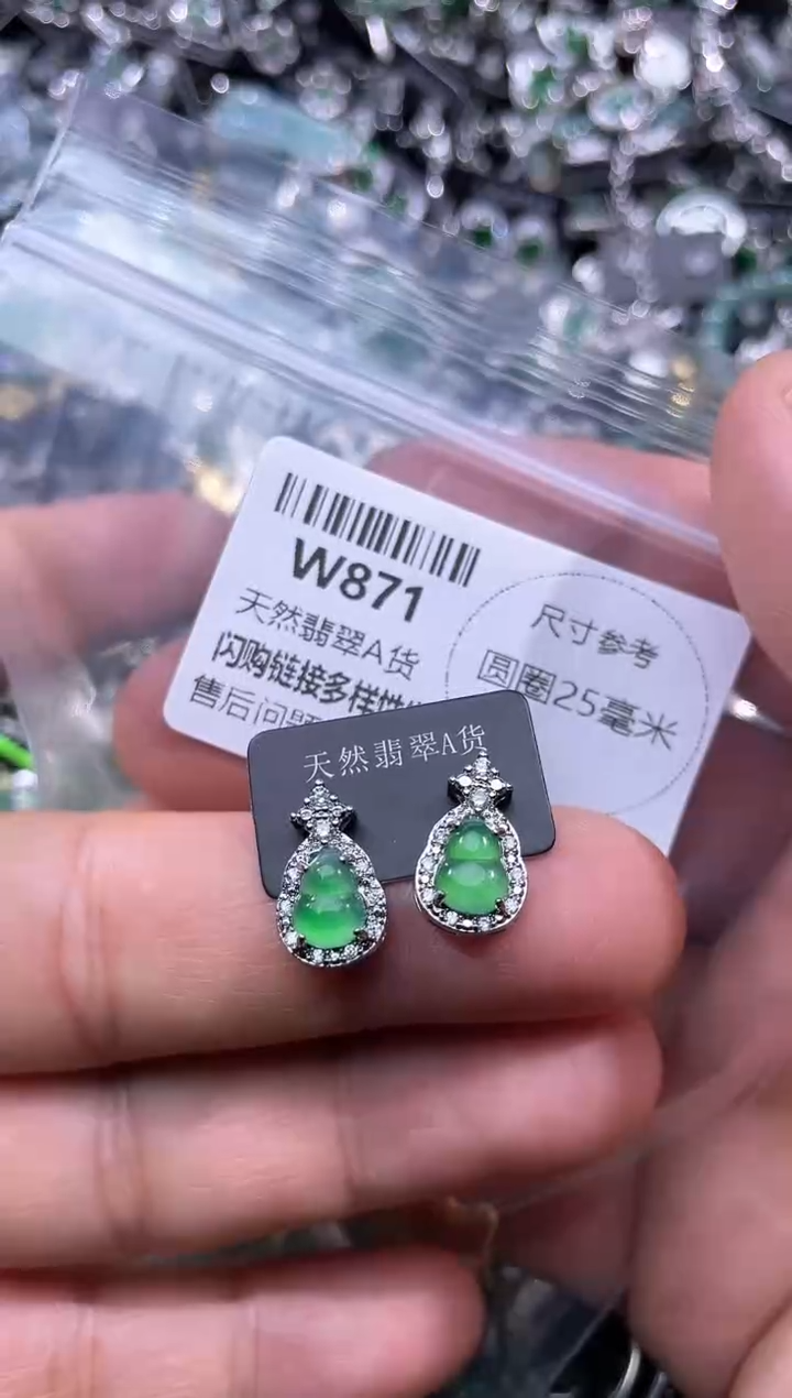 【闪购商品】翡翠颈饰未镶嵌W871耳钉