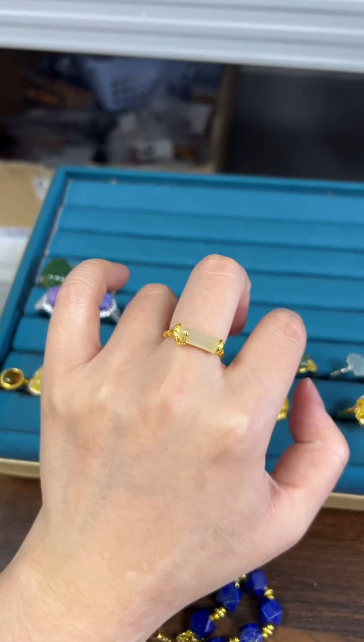 未镶嵌戒指和田玉孤品和田玉白玉竹节戒指[621]