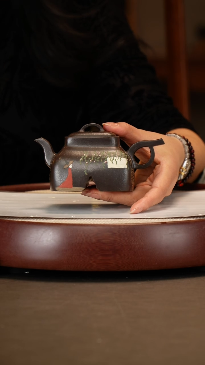 【闪购商品】紫砂茶壶【时顺华】黑朱泥无我相  240CC