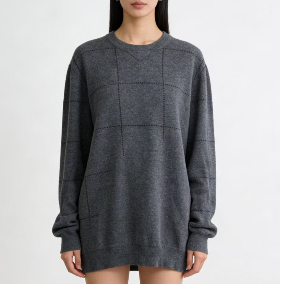 99新 Hermes/爱马仕 灰色山羊绒套头衫 XL 18589029