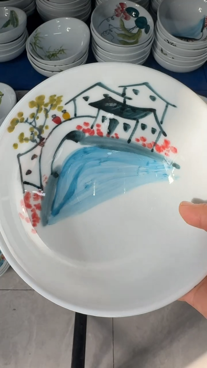瓷片景德镇高温陶瓷食品级手绘釉中彩-大胖碗