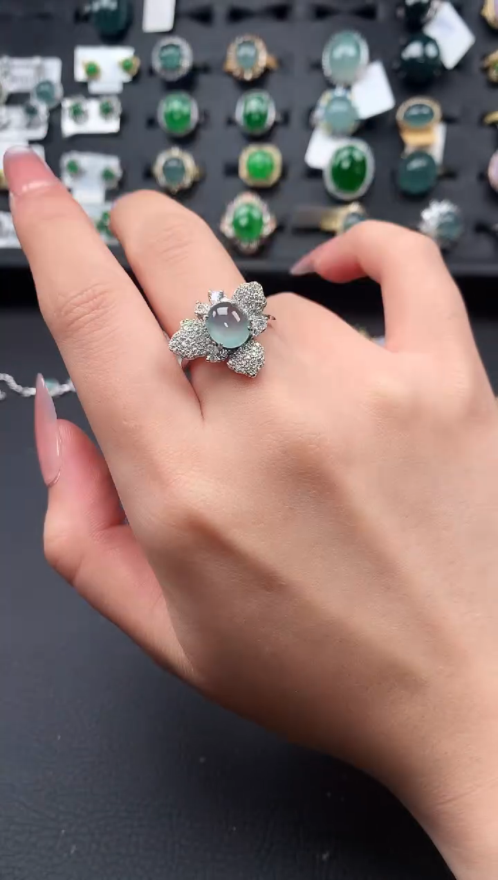 【闪购商品】翡翠戒指银S925镶嵌51241