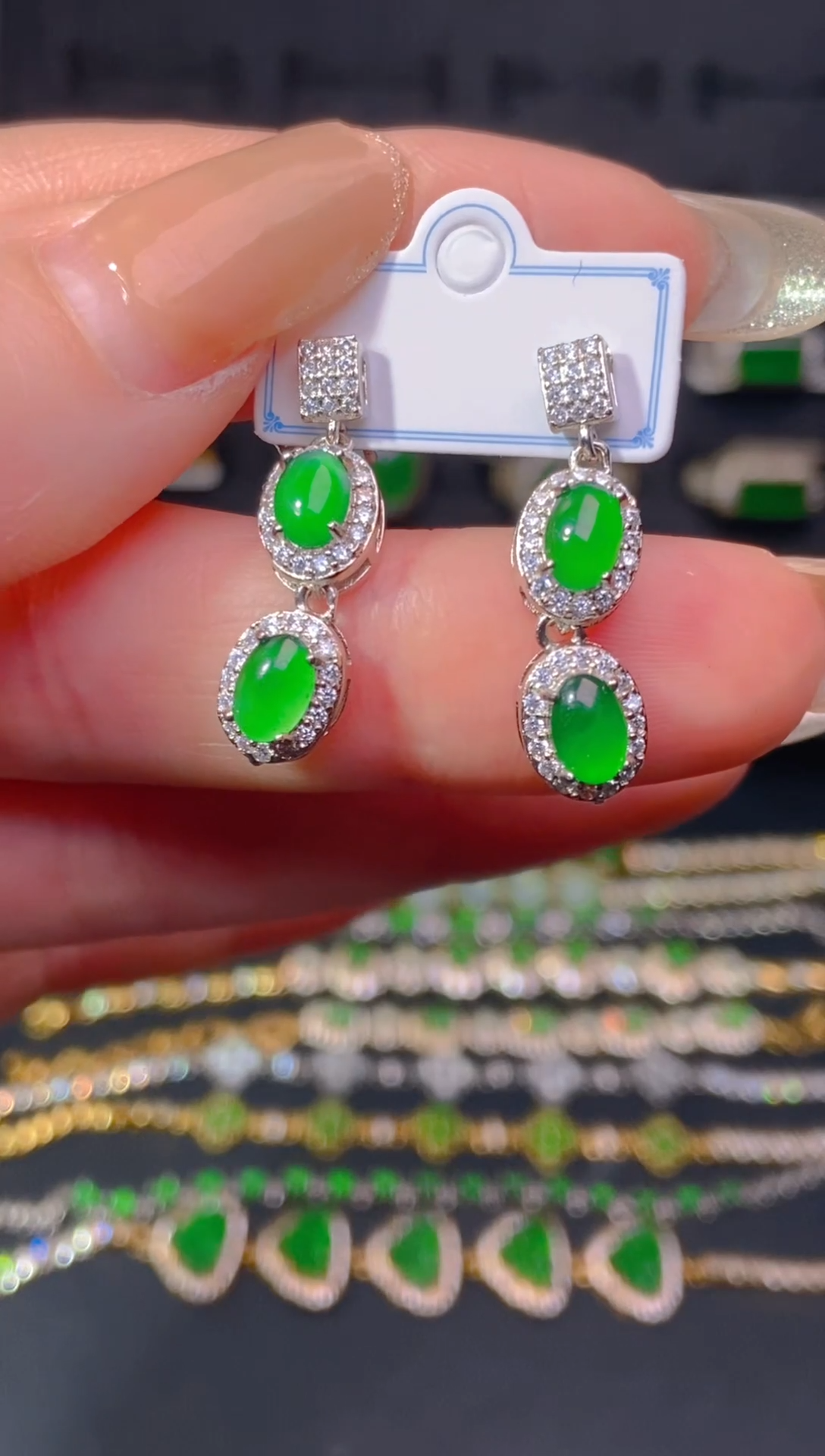 【闪购商品】翡翠耳饰未镶嵌天然翡翠A货55