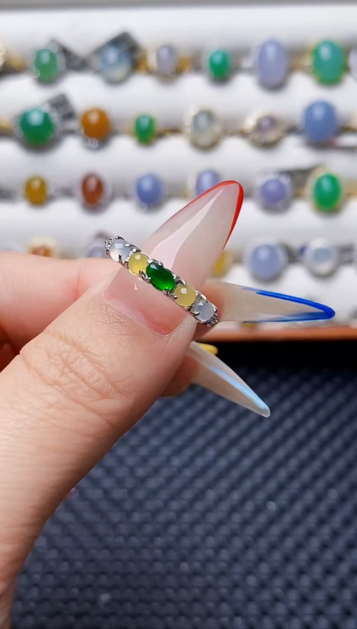 银S925镶嵌戒指翡翠0244