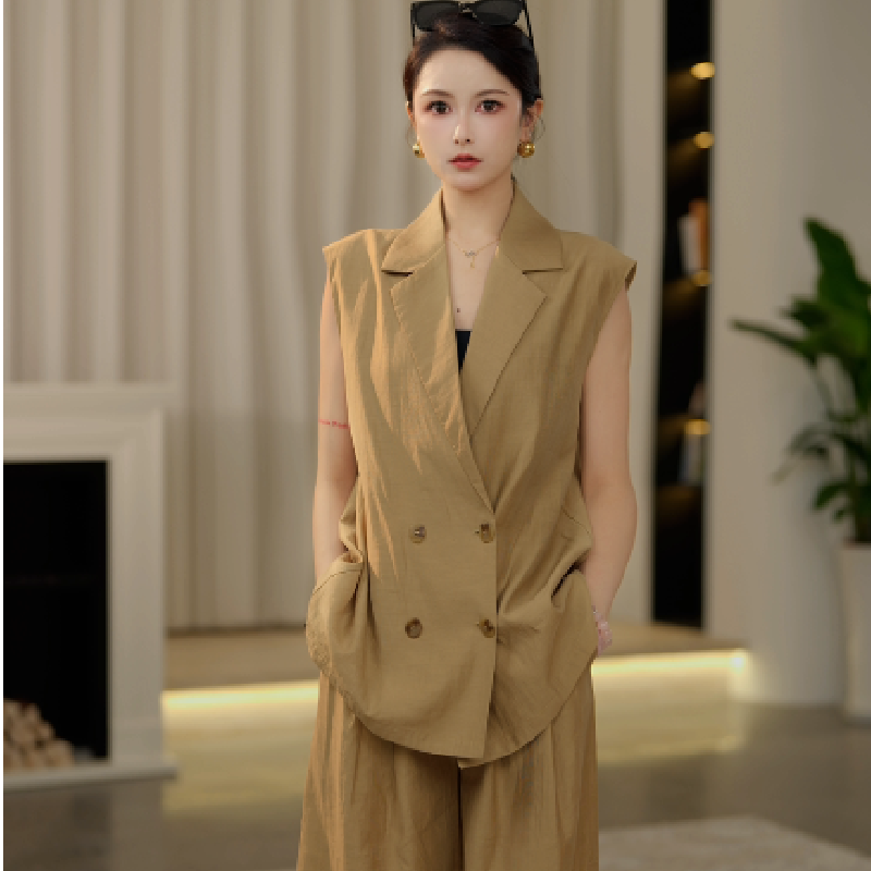 YuGee-套装时尚洋气减龄遮肉两件套天丝垂感马甲