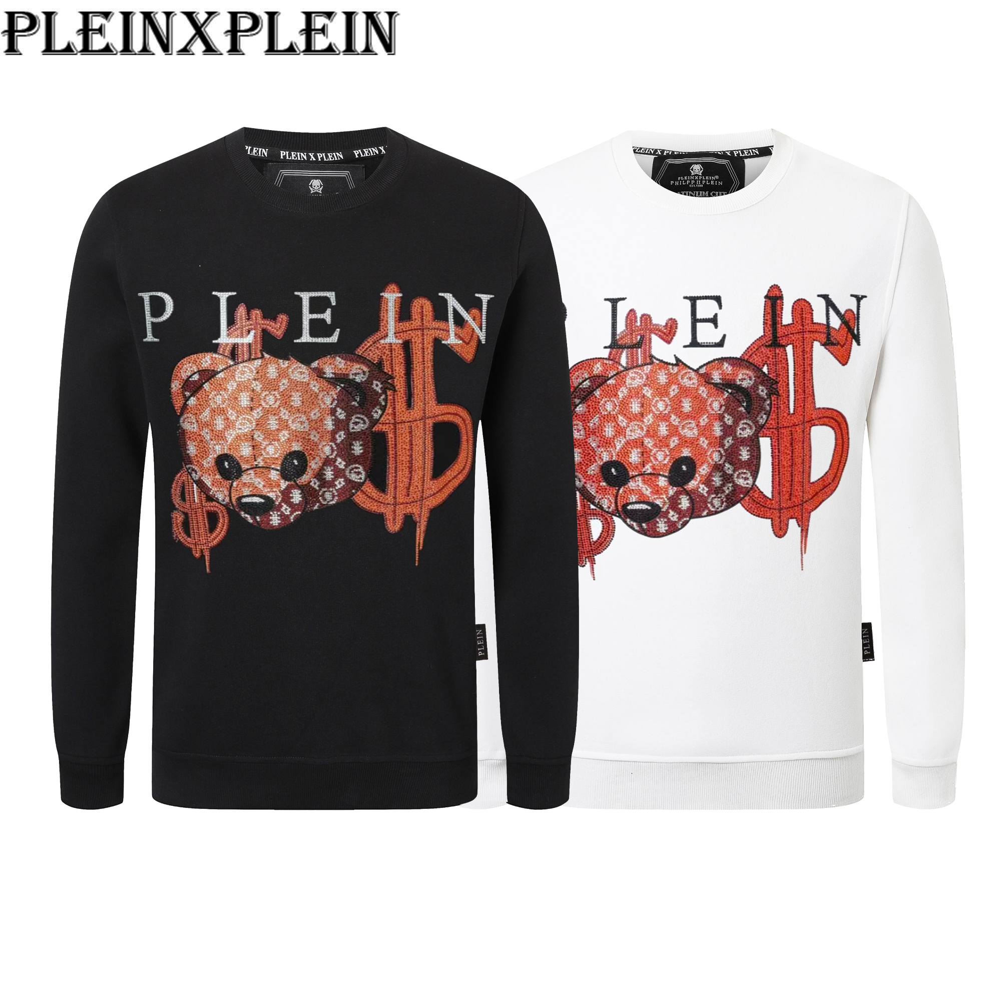PLEINXPLEIN 秋冬新款 男士卫衣 小熊  烫钻 红色  圆领 W8041