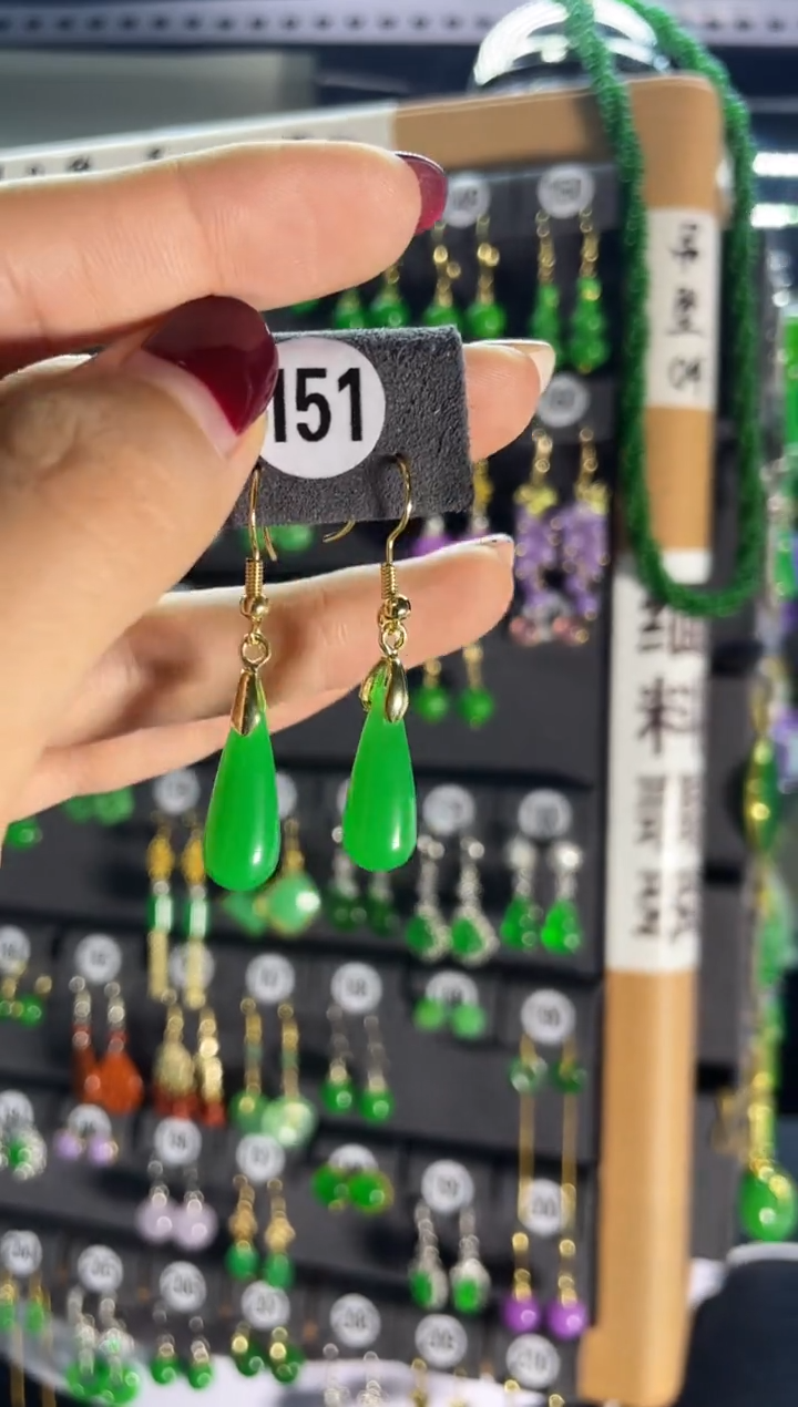 【闪购商品】翡翠耳饰银S925镶嵌151    