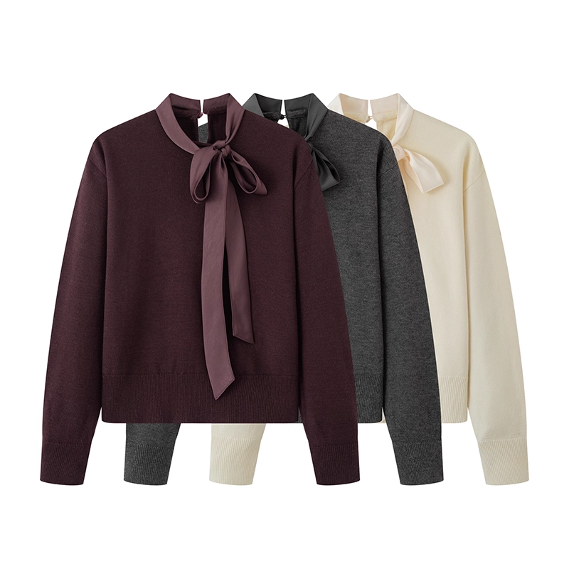 MM商场同款长袖蝴蝶结休闲风针织女毛针织衫上衣2792-2792-2793