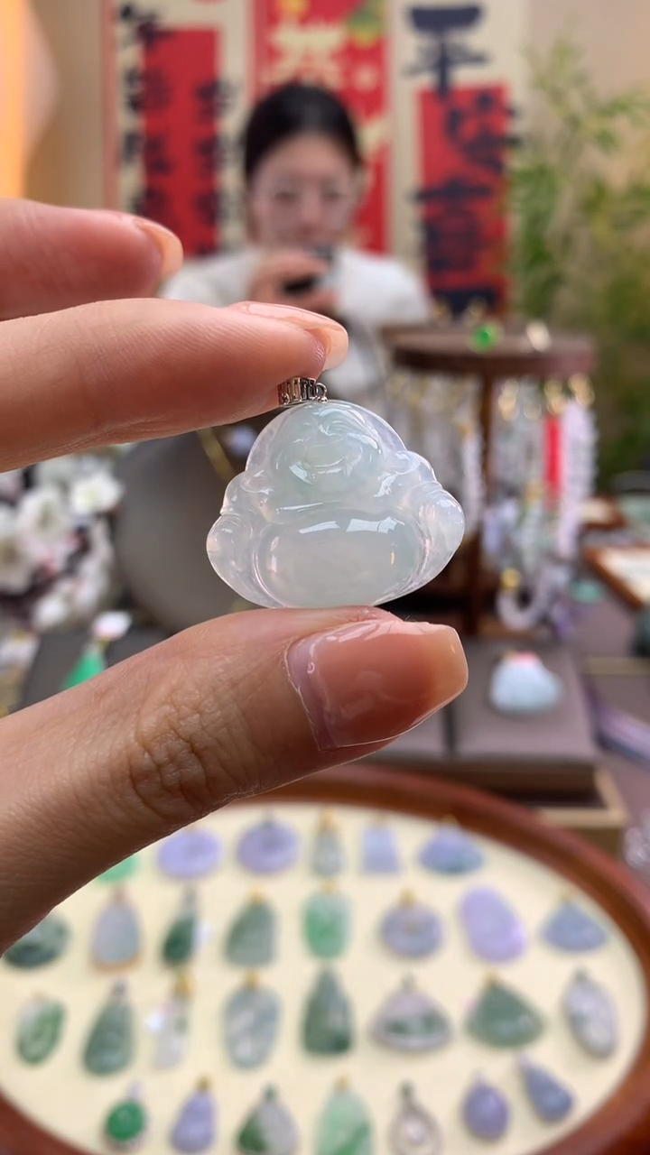 【闪购商品】翡翠颈饰18K金镶嵌佛公