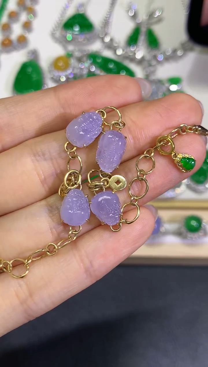 【闪购商品】翡翠颈饰18K金镶嵌团购23