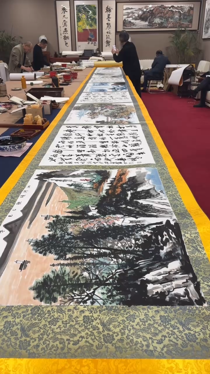 【闪购商品】书法 6位书画合作1米×10米金卷