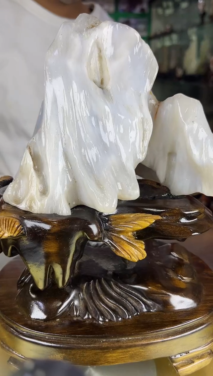 缅甸天然树化玉精品摆件