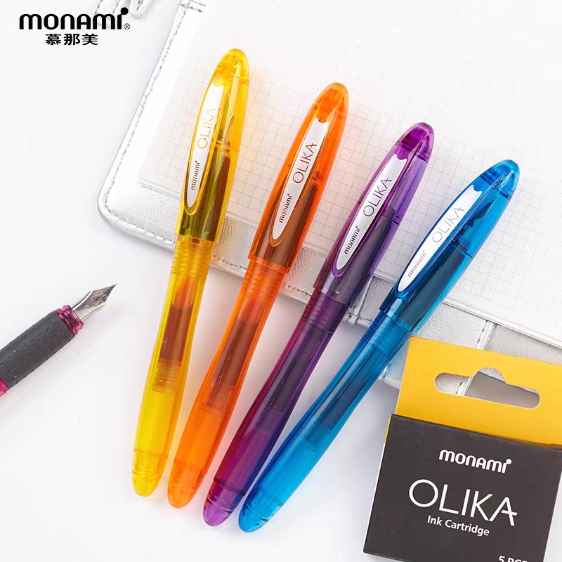韩国慕娜美透明彩色小钢笔练字书写钢笔墨囊【钢笔盲盒颜色不指定】