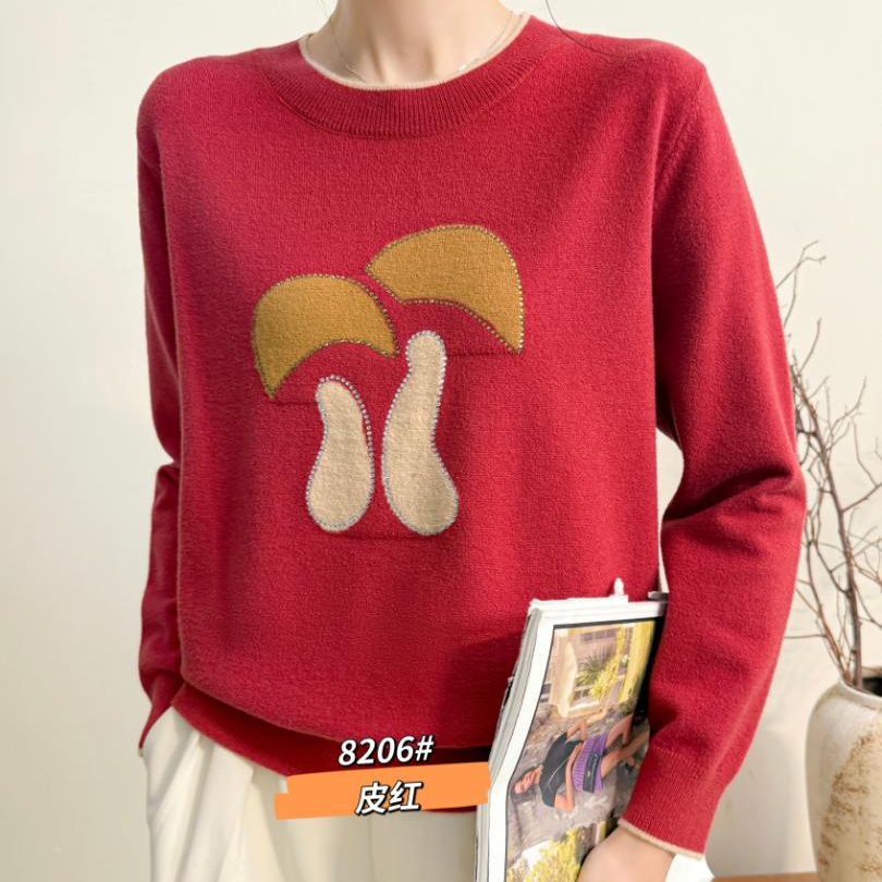 【衣联服饰】精品妈妈款冬季时尚百搭水晶绒上衣8206