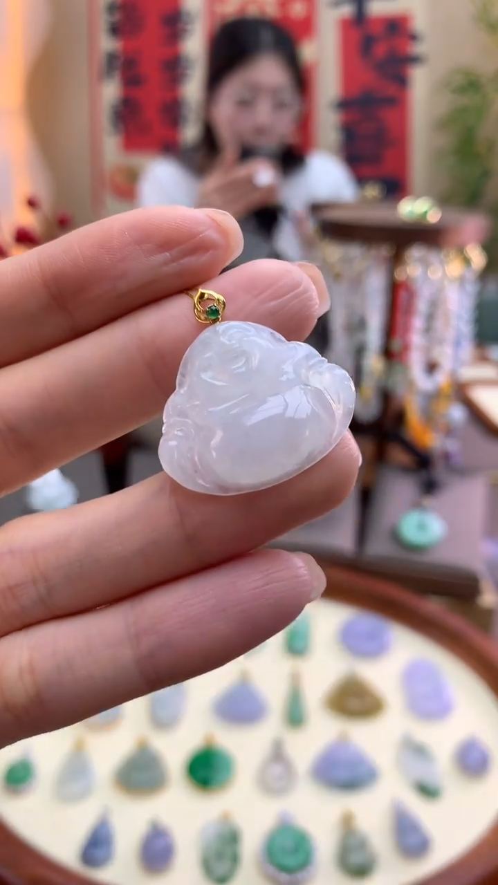 【闪购商品】翡翠颈饰18K金镶嵌佛公