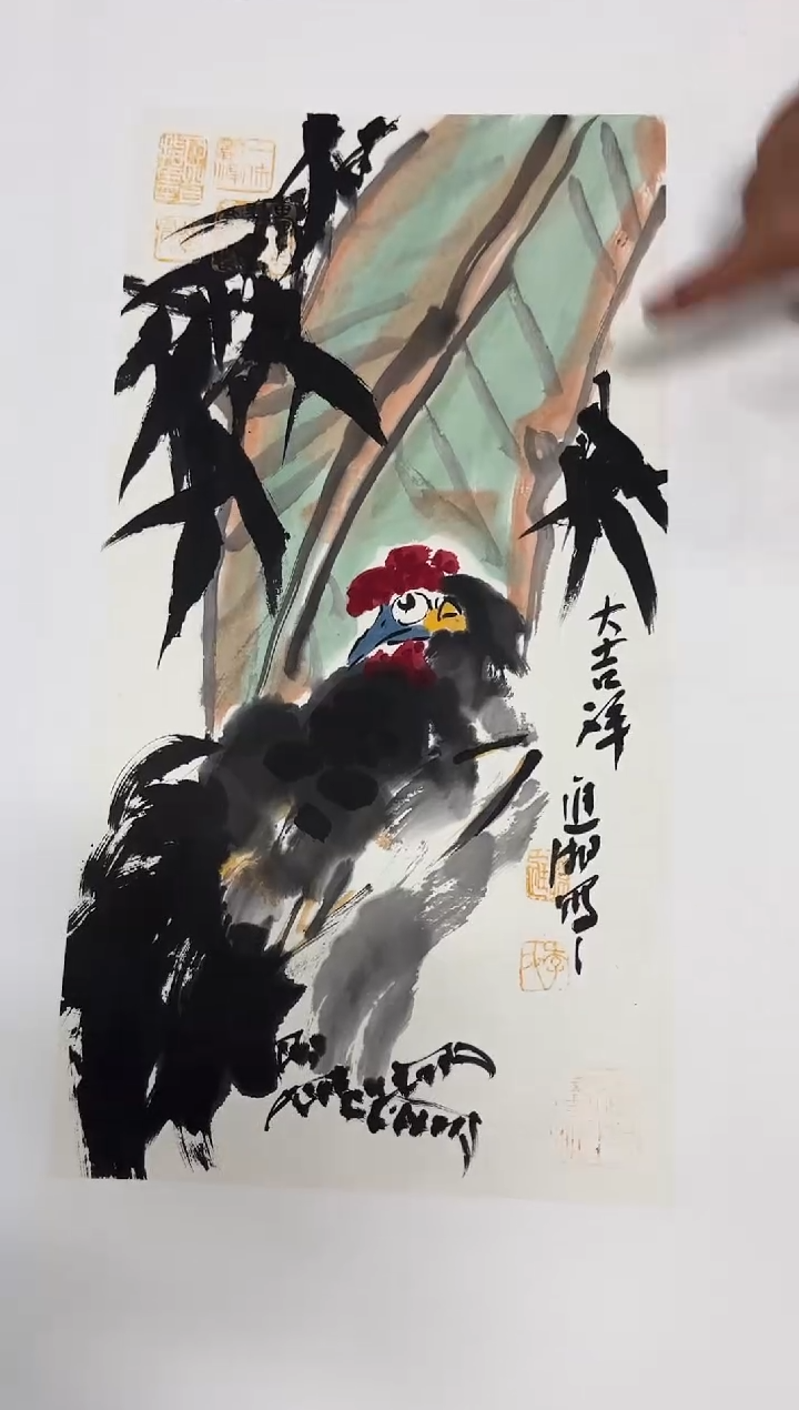 国画李进潮-1平尺-花鸟-做框