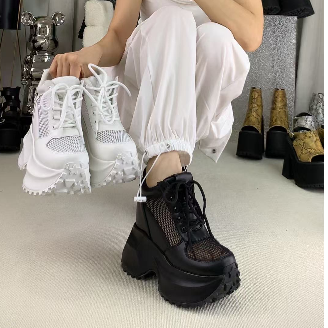 【英子推荐】内增高15公分~透气夏季时尚休闲鞋老爹鞋网面女鞋时尚