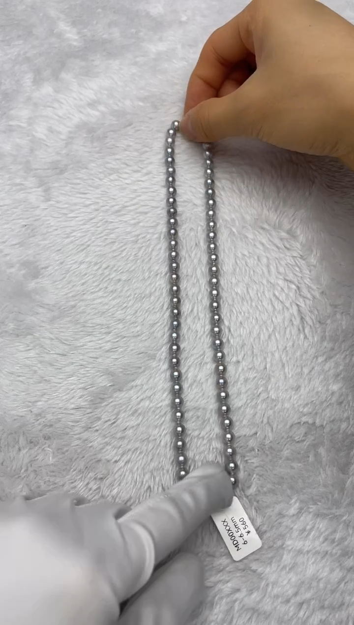 项链银S925镶嵌海水珍珠AK真多麻6-6.5mm