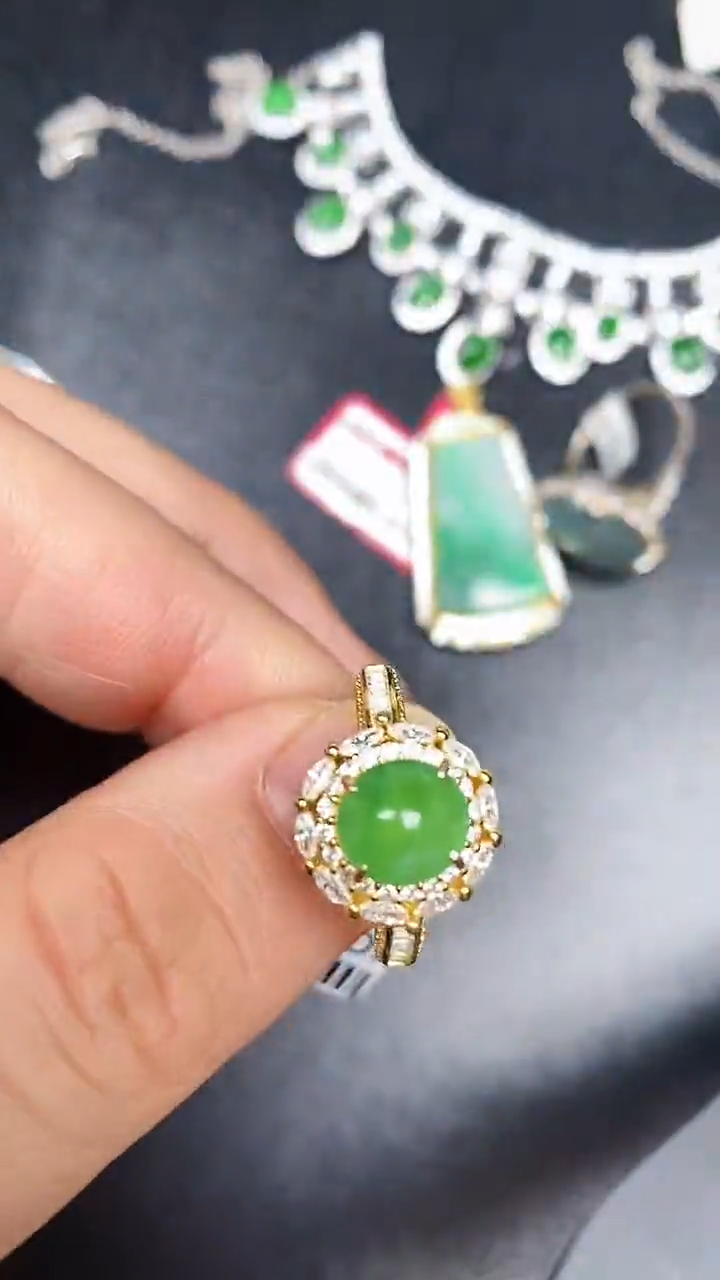 银S925镶嵌戒指翡翠3160