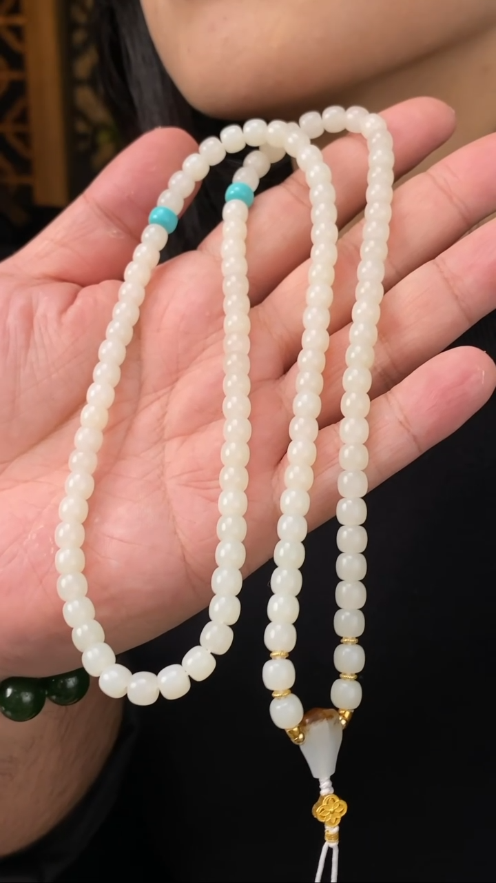 【闪购商品】和田玉白玉米达项链18K金镶嵌【玉道侠侣】