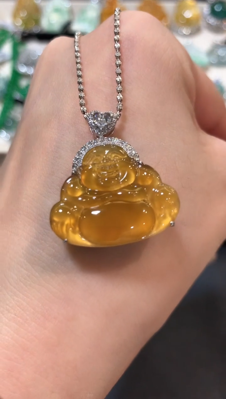 翡翠18K金镶嵌吊坠(不含链)m70    