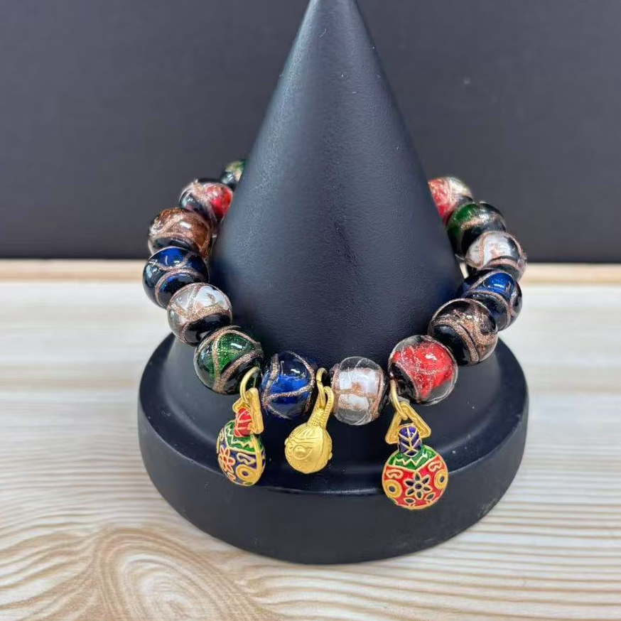 香灰琉璃十全十美五彩古法多宝手串珠卡11mm*（多样性单个发货）