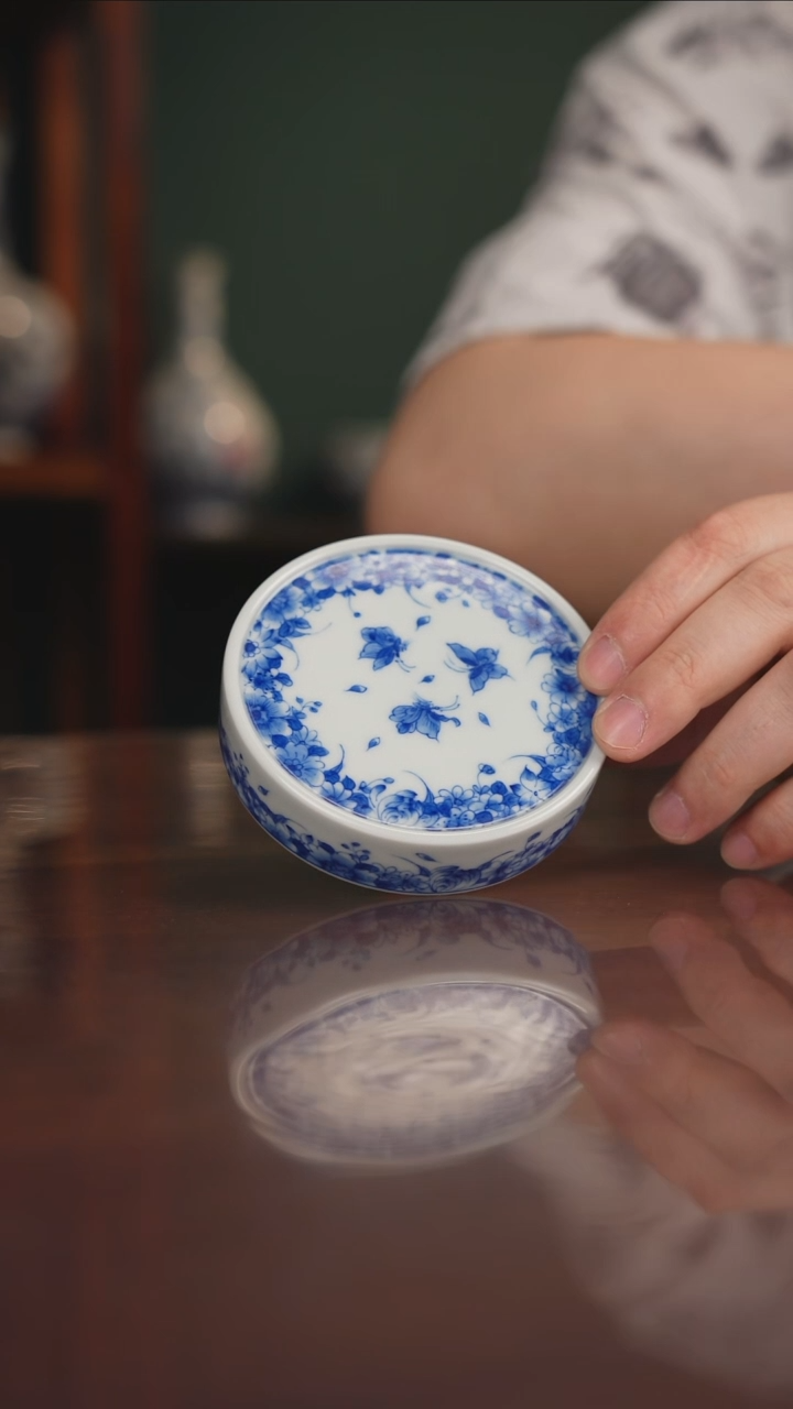 晓月柴窑 蝶恋花盖置