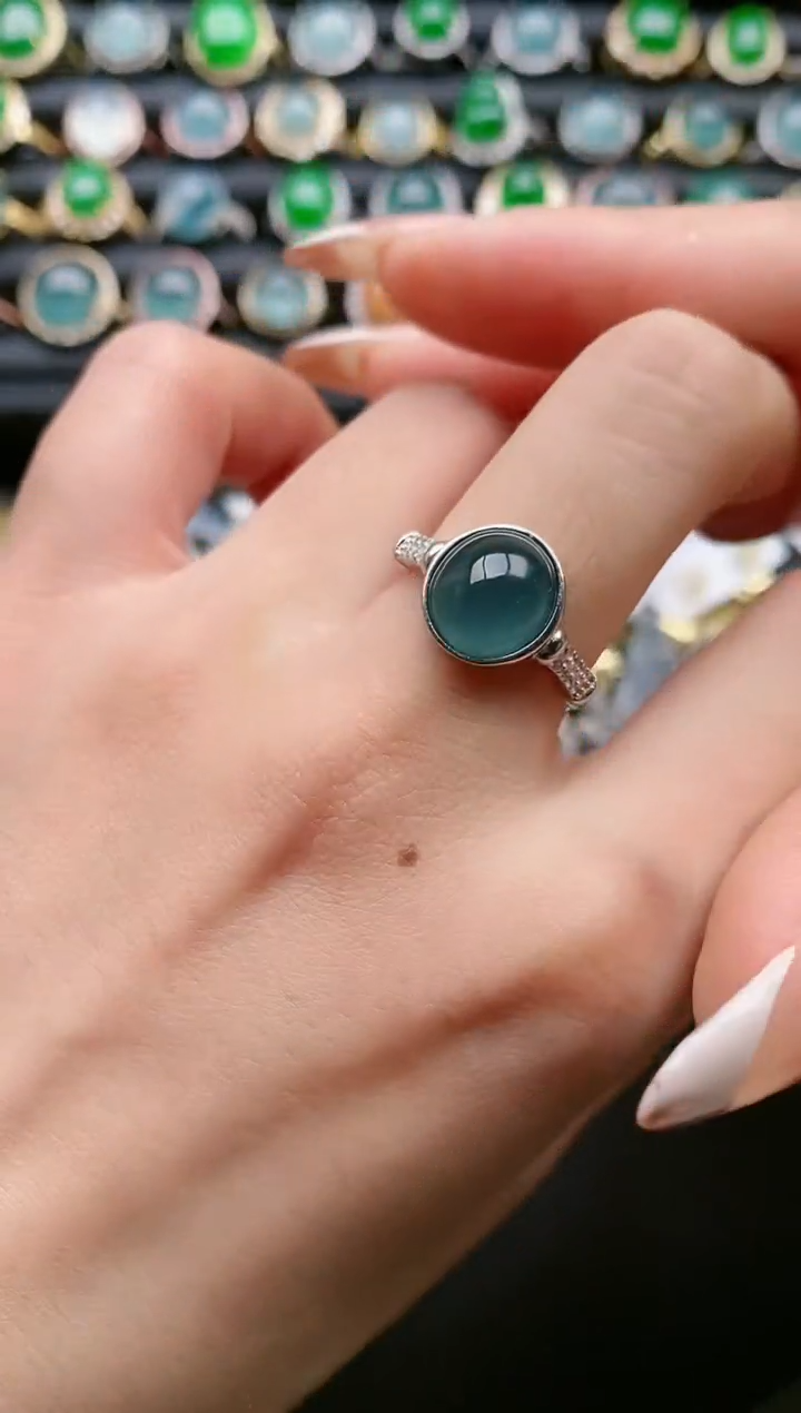 【闪购商品】翡翠戒指银S925镶嵌111111