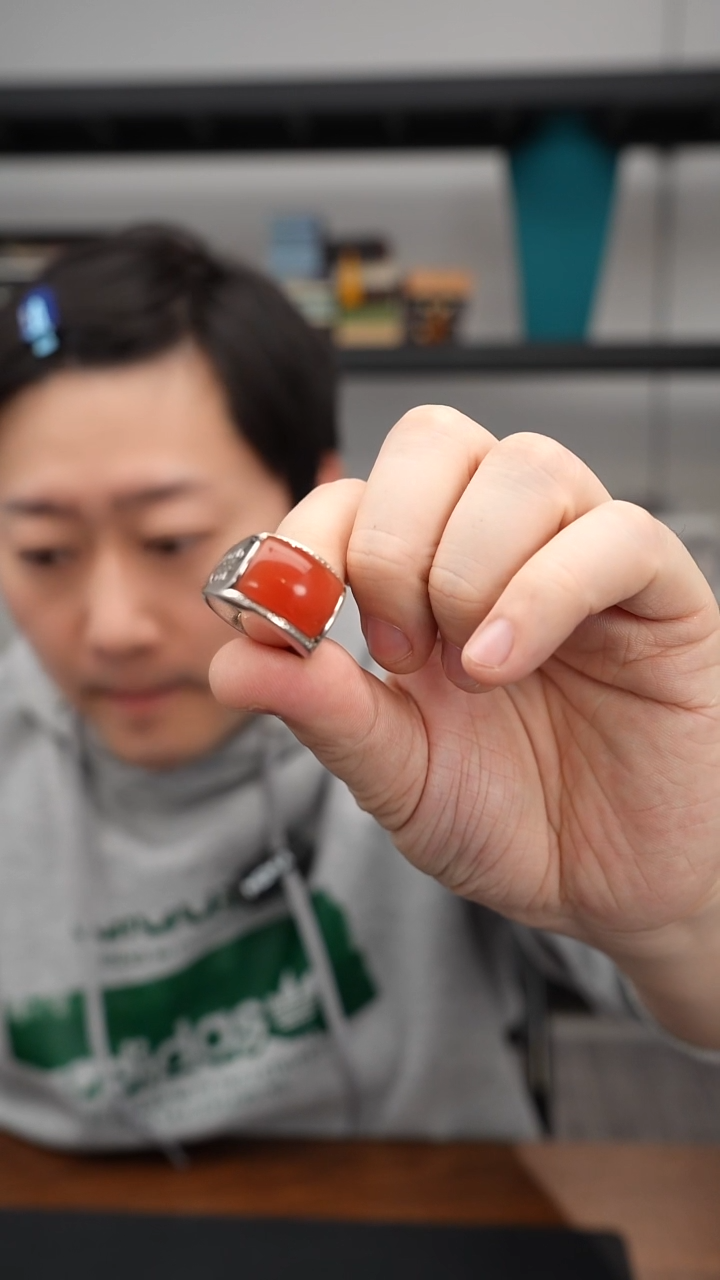 银S925镶嵌戒指南红玛瑙DS1044南红戒指