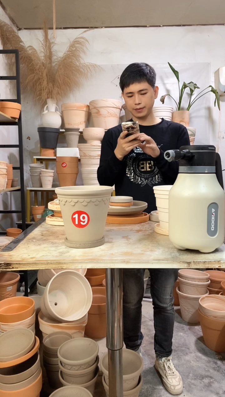 16*15灰陶巴洛克 1盆1托