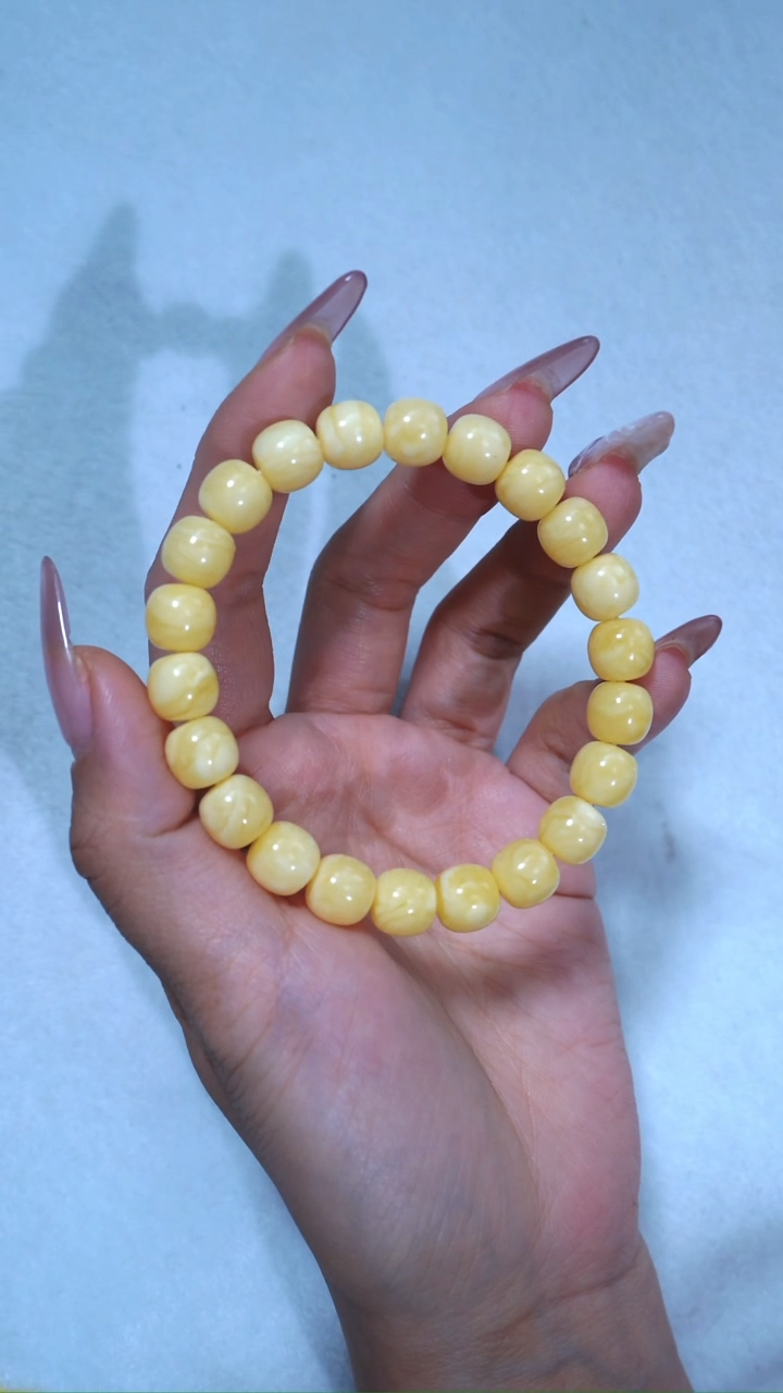 【闪购商品】蜜蜡手链未镶嵌9.5mm超高桩奶白爆浓