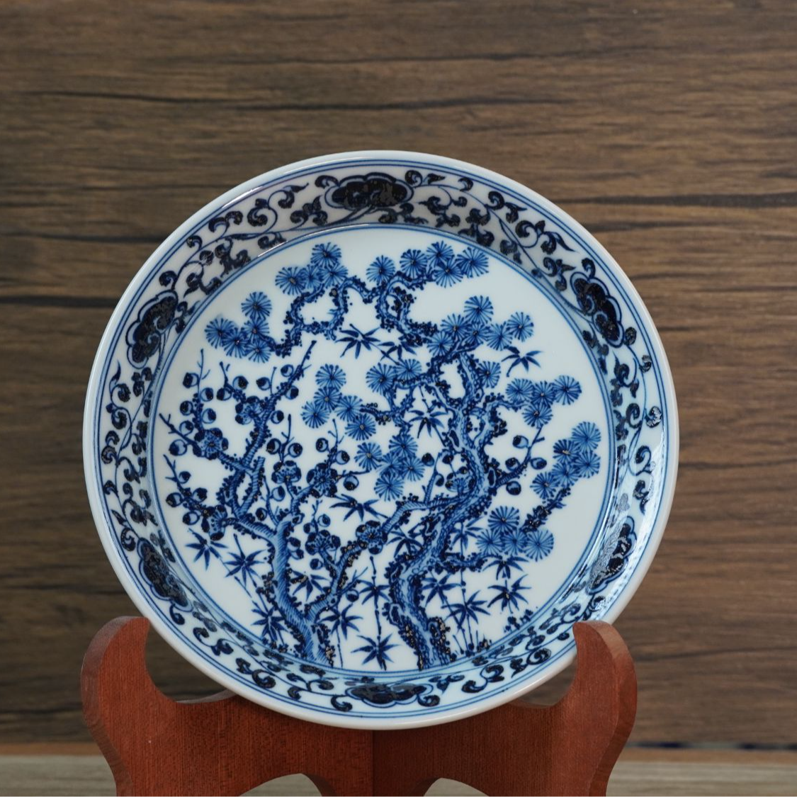 壶承|艳霞画师|岁寒三友松竹梅壶承17.5