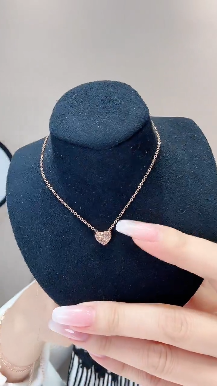 【闪购商品】18K金项链车花爱心项链