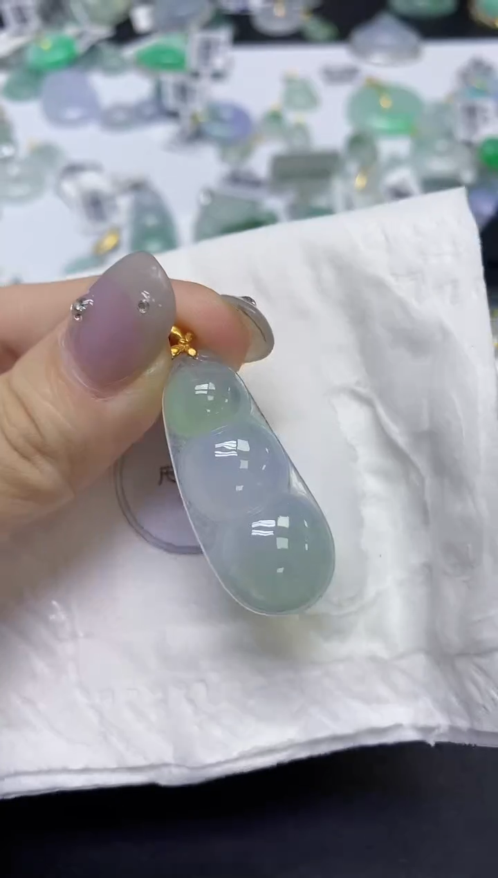 颈饰18K金镶嵌翡翠天然缅甸翡翠A货百元以上9元证书费自理