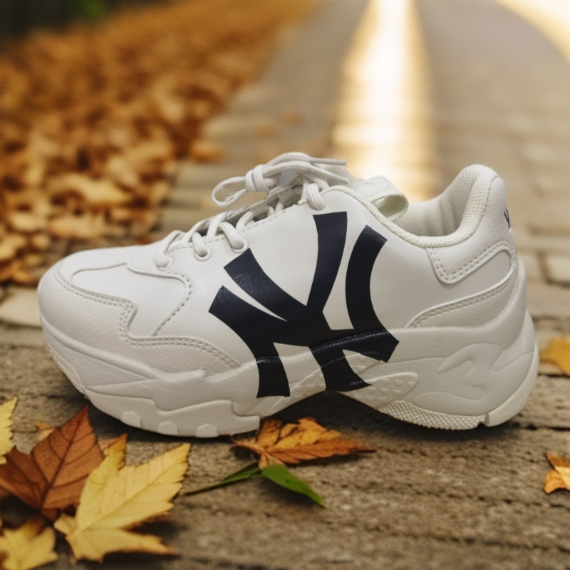 MLB官方新款情侣复古厚底老爹鞋经典简约增高小白鞋百搭无原盒