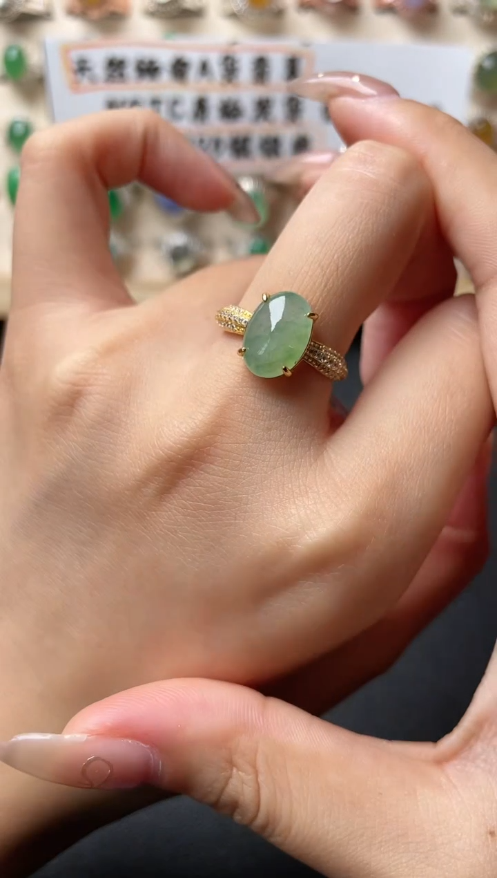 【闪购商品】翡翠戒指银S925镶嵌一物一证一礼盒