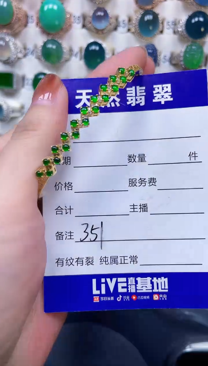 银S925镶嵌手镯翡翠351