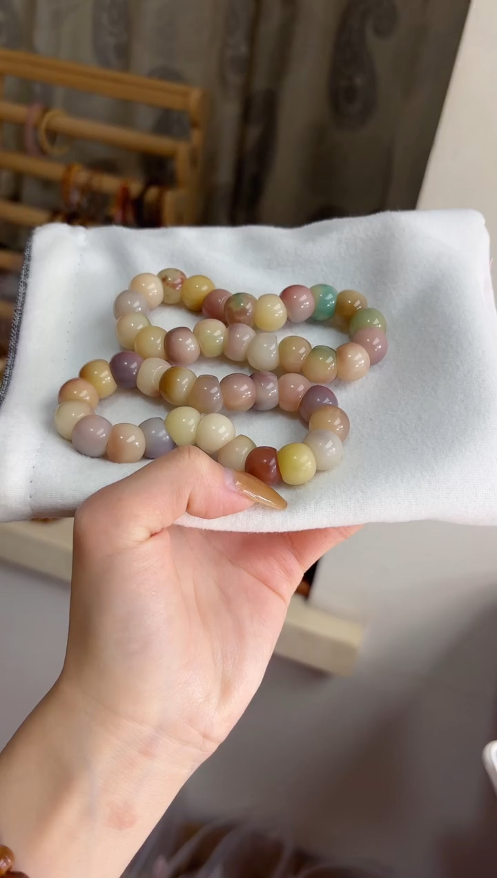 手串菩提根/象牙果沐i16紫美人玉化蒜瓣大肠13mm手串（现穿）