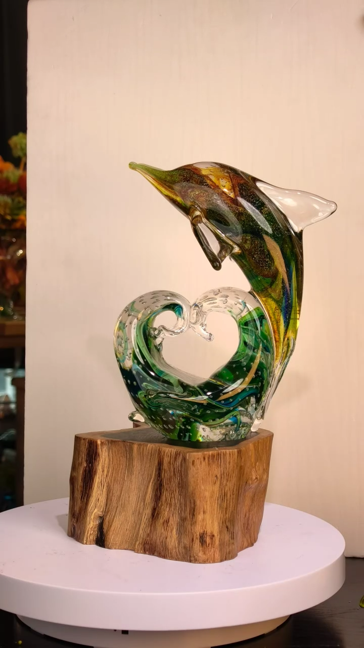 手工艺品琉璃爱心海豚
