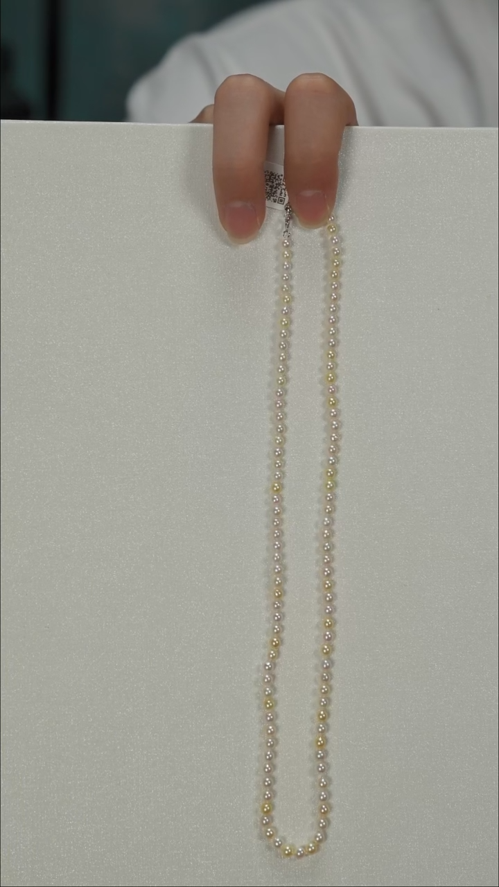 项链银S925镶嵌海水珍珠AK羽皇金3.5-4mm