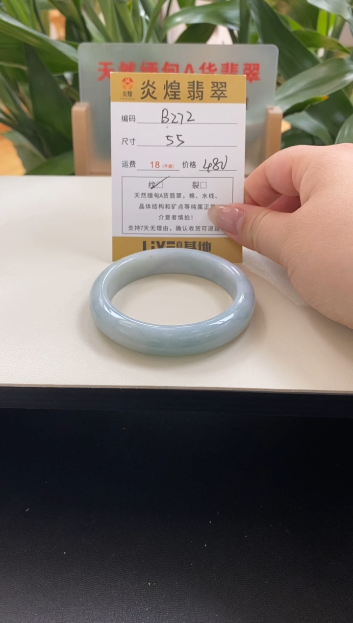 未镶嵌手镯翡翠55.4圈口编码B272