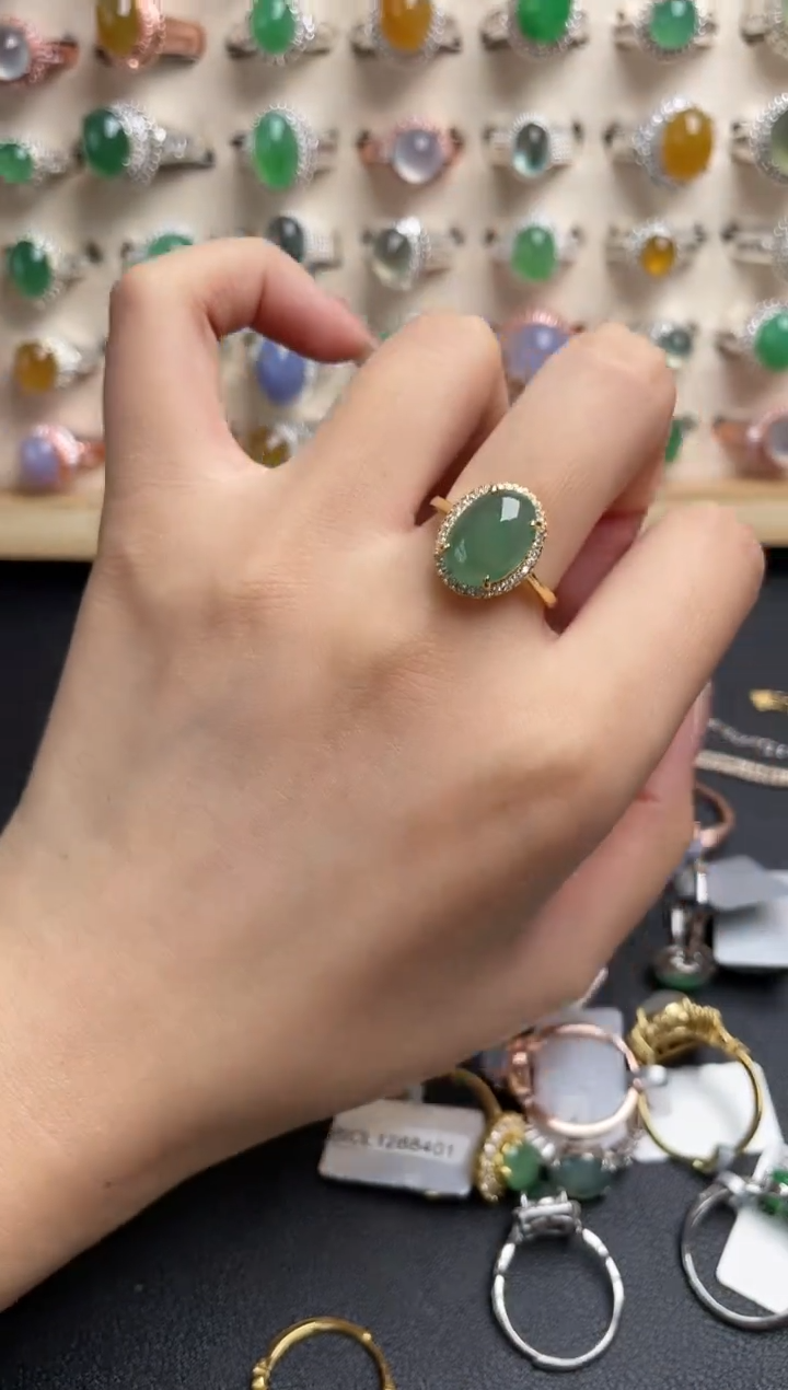 【闪购商品】翡翠银S925镶嵌戒指一物一证一礼盒