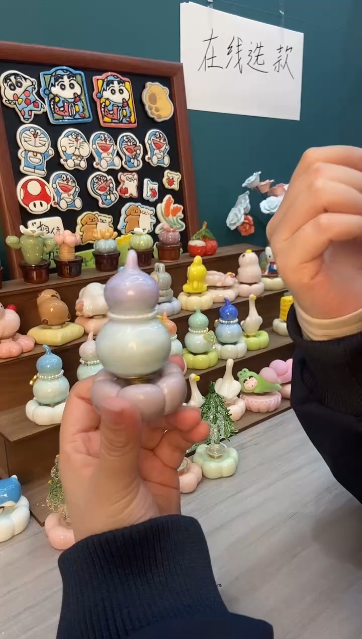 摆件陶紫色葫芦景德镇陶瓷摆件1个装