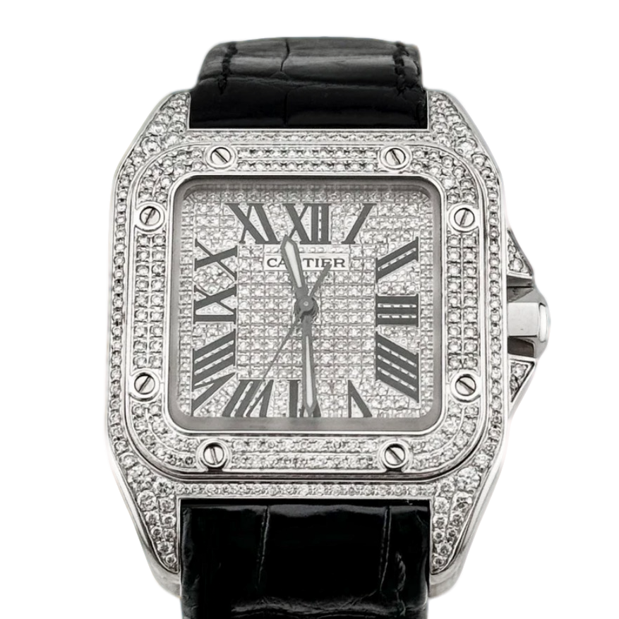 99新 Cartier/卡地亚 山度士W20073X8 大号满天星男士机械表 单表