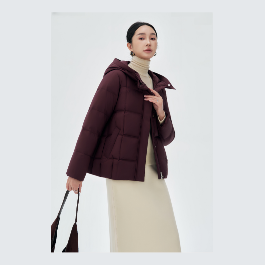 专柜正品女装2025冬季连帽立领保暖防风百搭羽绒服