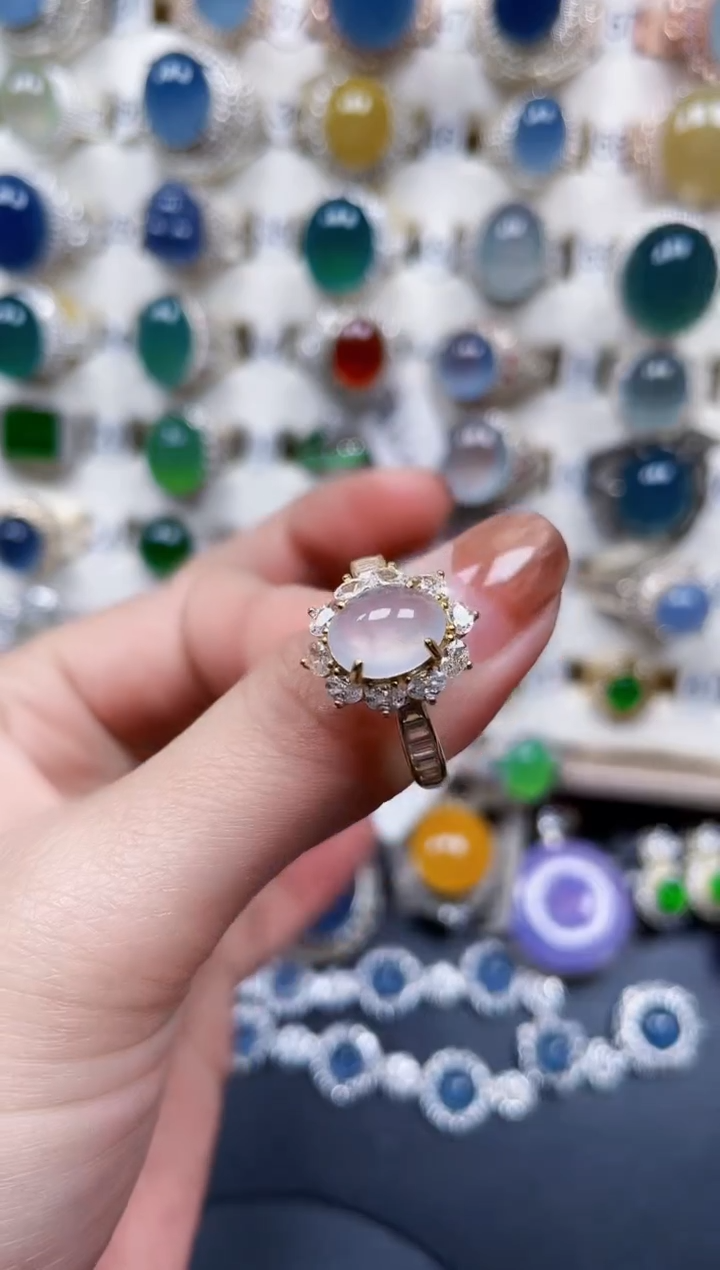 银S925镶嵌戒指翡翠688