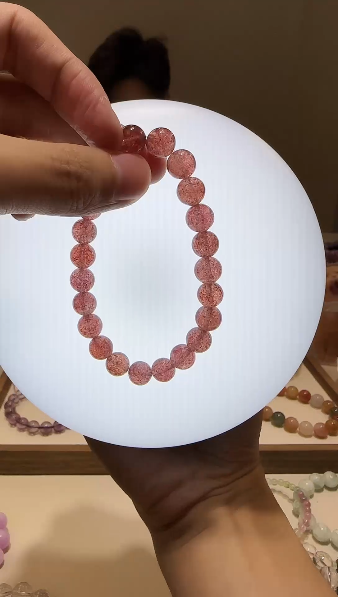 【闪购商品】石英质玉手链未镶嵌全净体鸽血红草莓晶8