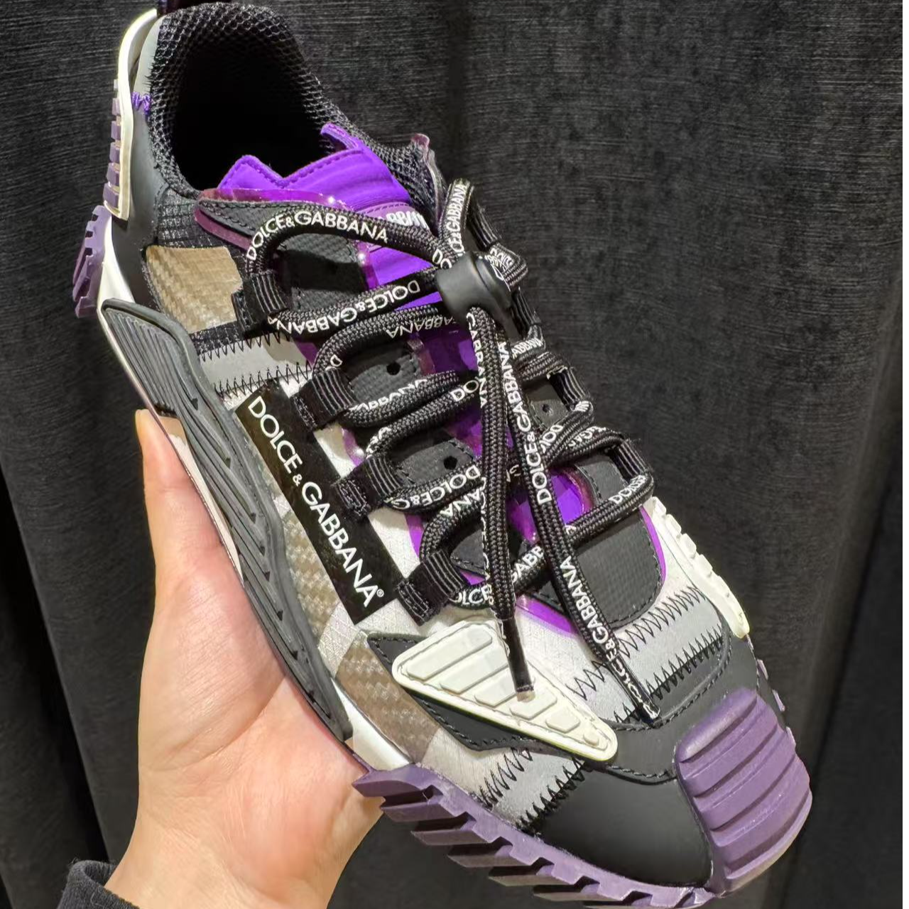 （可可在米兰）D...G折扣款时尚饼干鞋-紫色休闲鞋厚底运动鞋