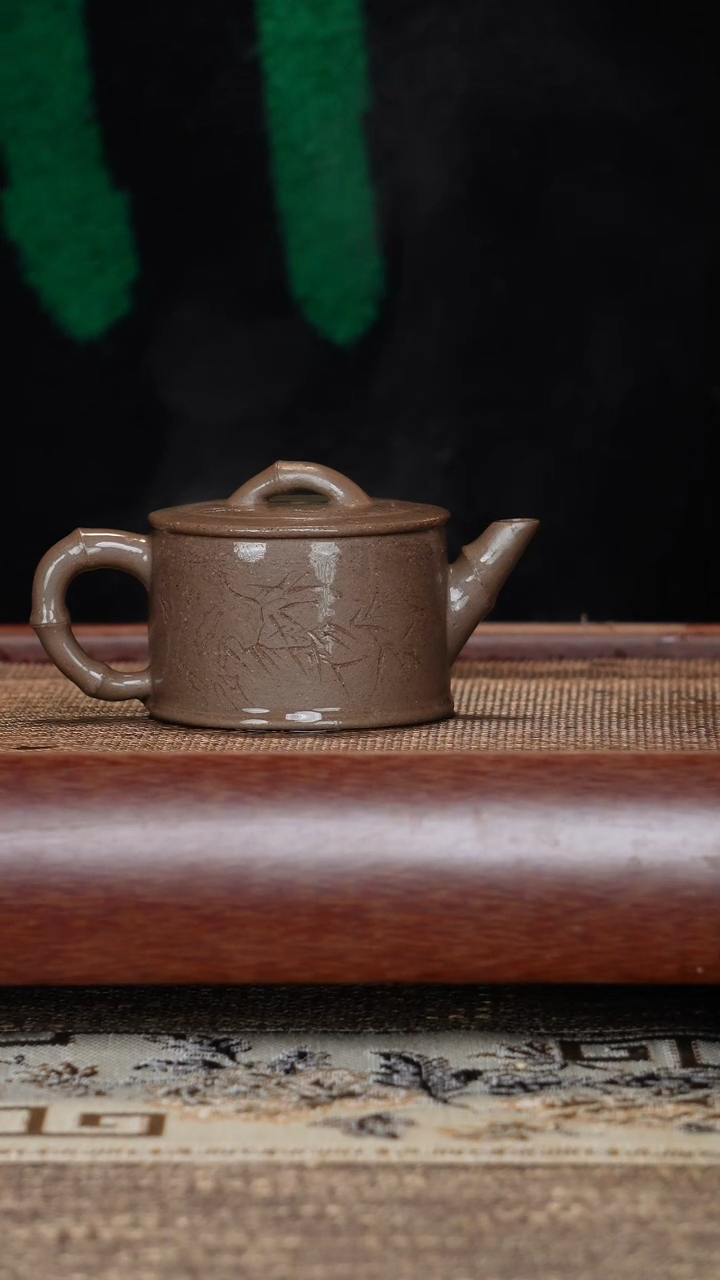 【闪购商品】紫砂茶壶90cc竹节汉瓦鲨皮青全手工